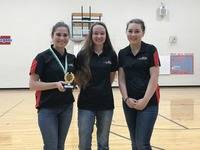 Sophia B., Sara W., Rebecca H. Accept SCHS 1st place trophy!
